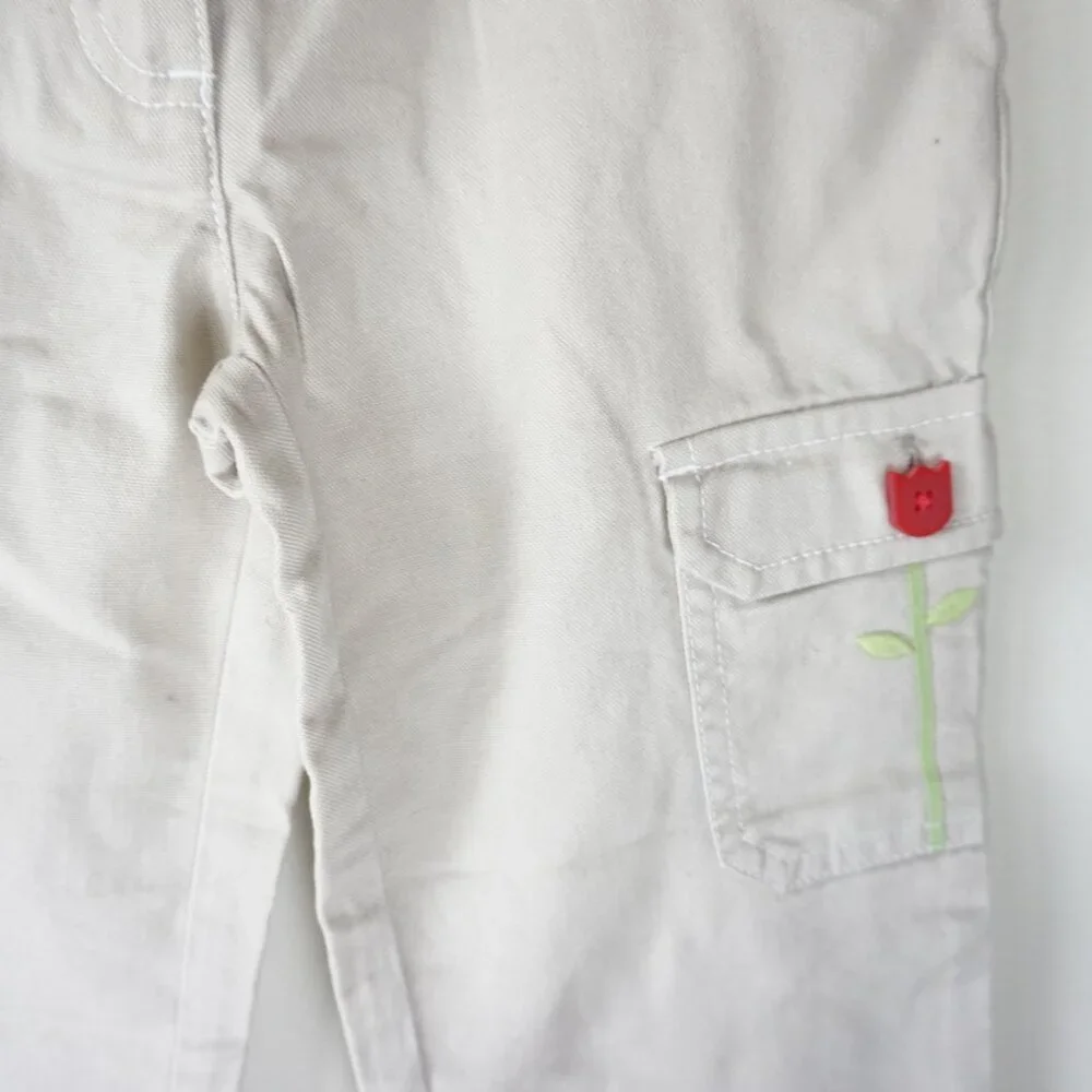 NEW Gymboree Y2K Holland Days Tulip Pocket Cargo Khaki Embroidered Pants Girls 6